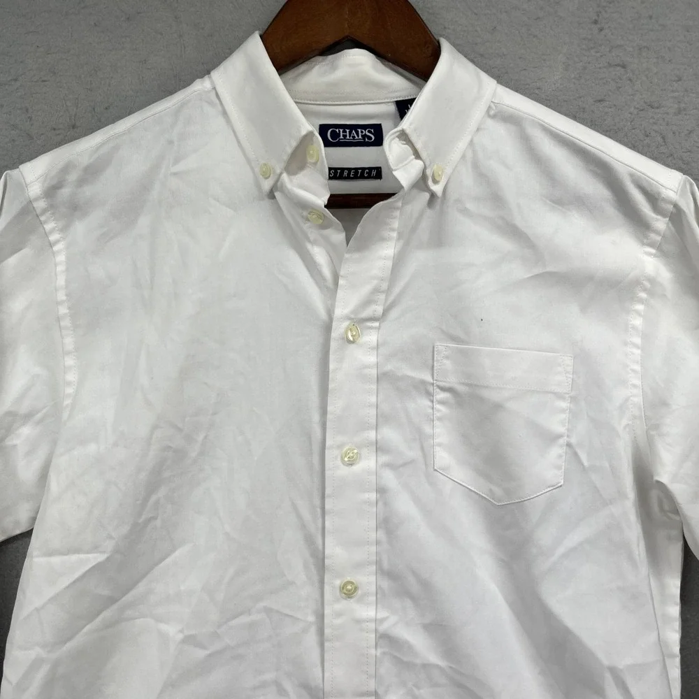 Chaps Button Down Shirt Boys L 14/16 White Stretch Long Sleeve Casual Preppy New